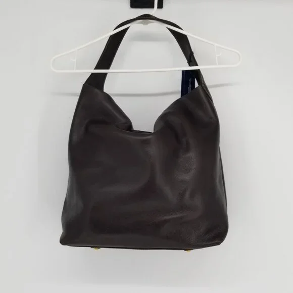 NWT Dooney & Bourke Soft Pebble Brown T'Moro Leather Logo Lock Shoulder Bag - Picture 5 of 14